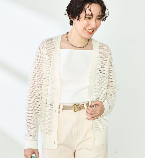 NOLLEY'S「《手洗い可能》メッシュ長袖Vネックカーディガン」|カーディガン|