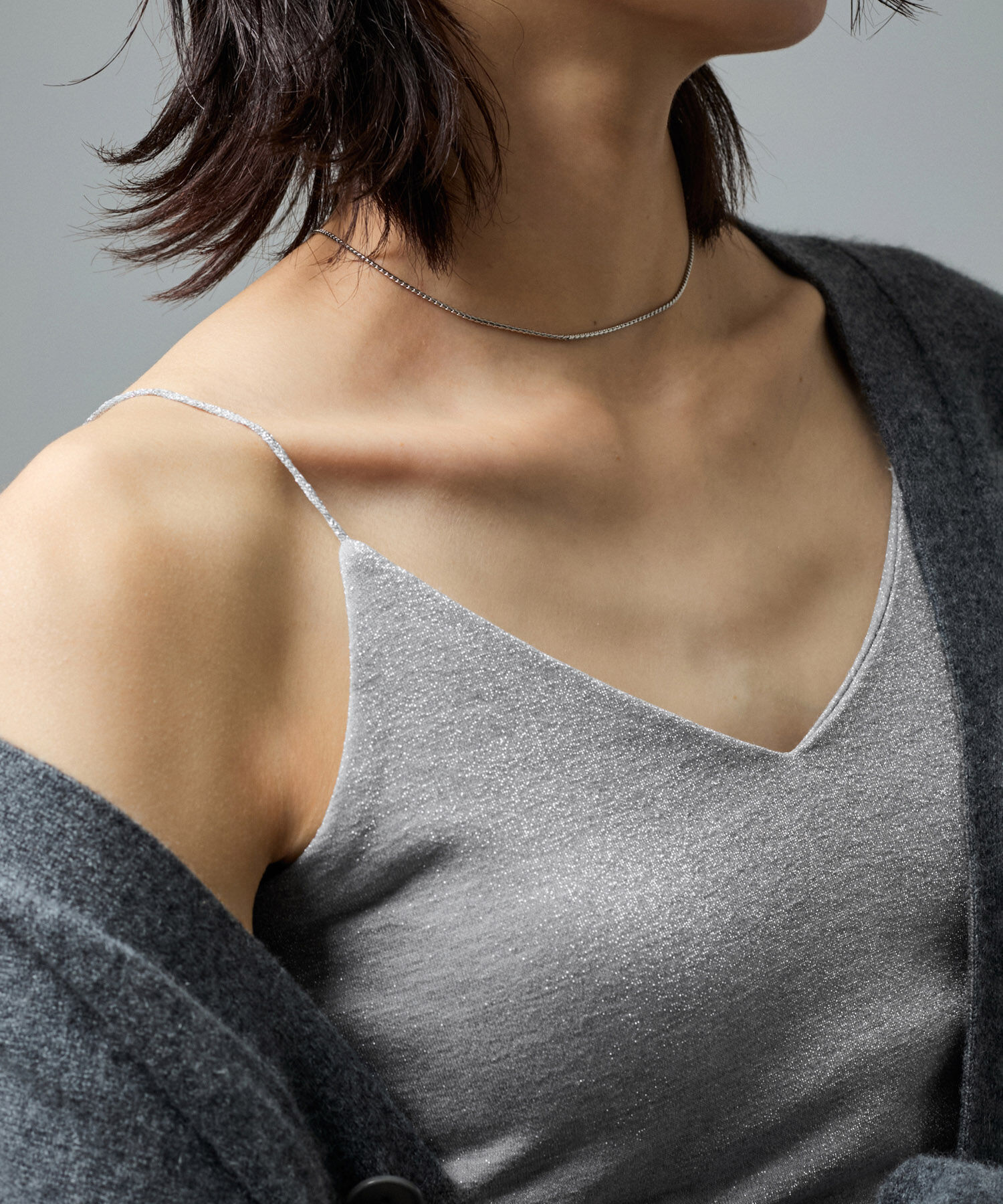 SALON adam et rope'「スパークルラメカップ付きVネックキャミ」|キャミソール|