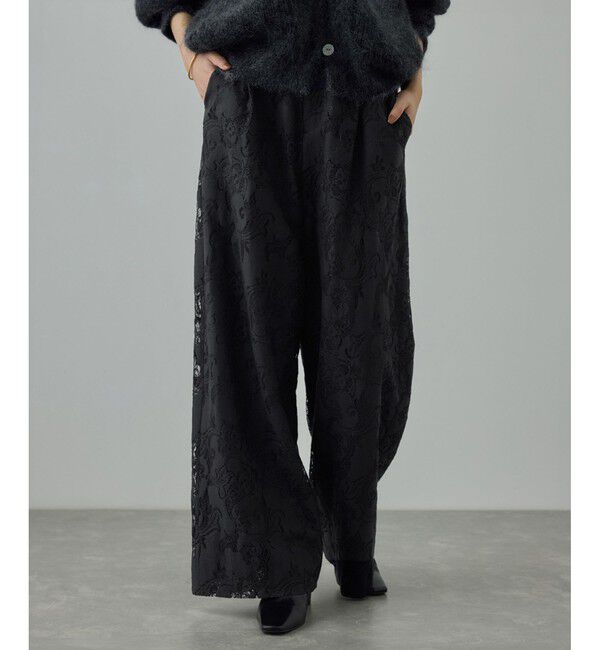 ROPE「フラワーレースイージーパンツ」|その他|ブラック(01)