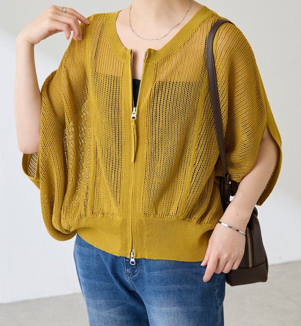  「2WAYドルマンニットカーディガン」|ニット・セーター|マスタード