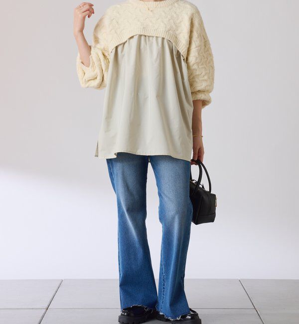  「編み柄ドッキングニット」|ニット・セーター|