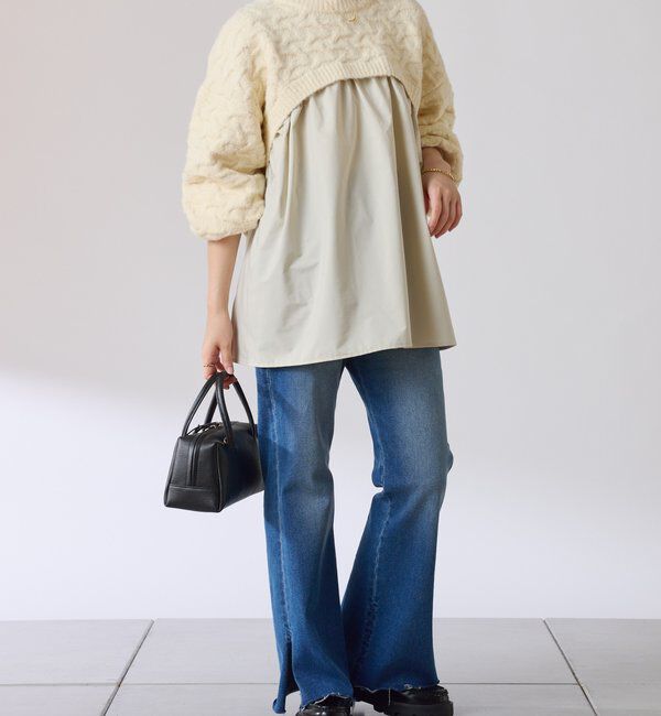  「編み柄ドッキングニット」|ニット・セーター|