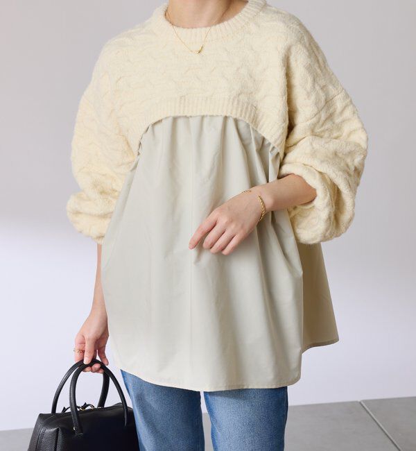  「編み柄ドッキングニット」|ニット・セーター|