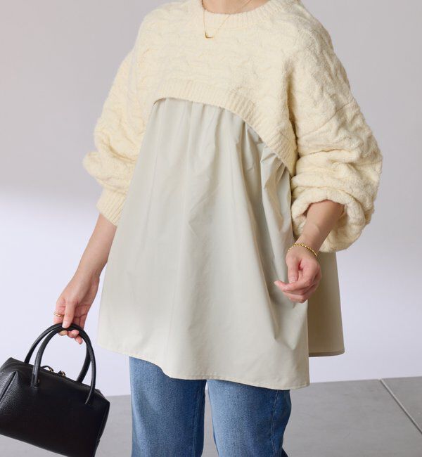  「編み柄ドッキングニット」|ニット・セーター|