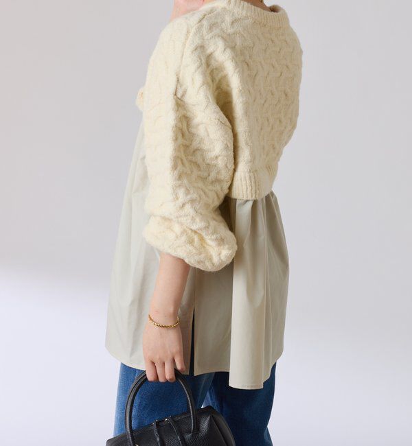  「編み柄ドッキングニット」|ニット・セーター|