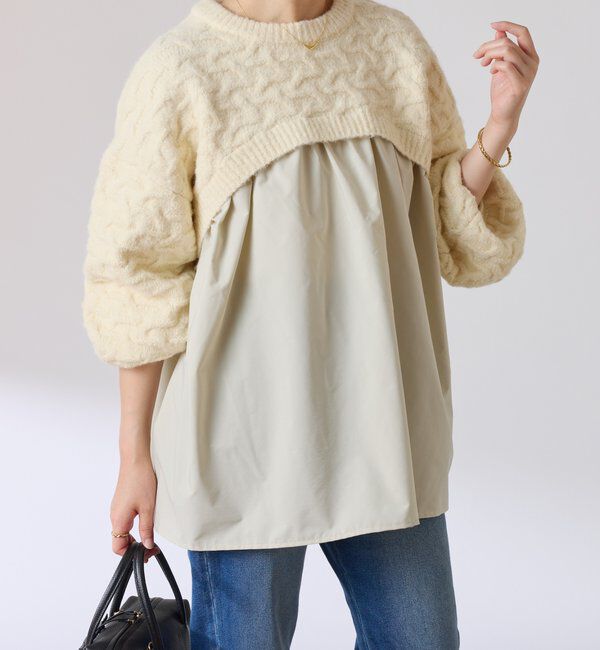  「編み柄ドッキングニット」|ニット・セーター|