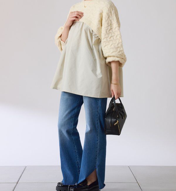  「編み柄ドッキングニット」|ニット・セーター|