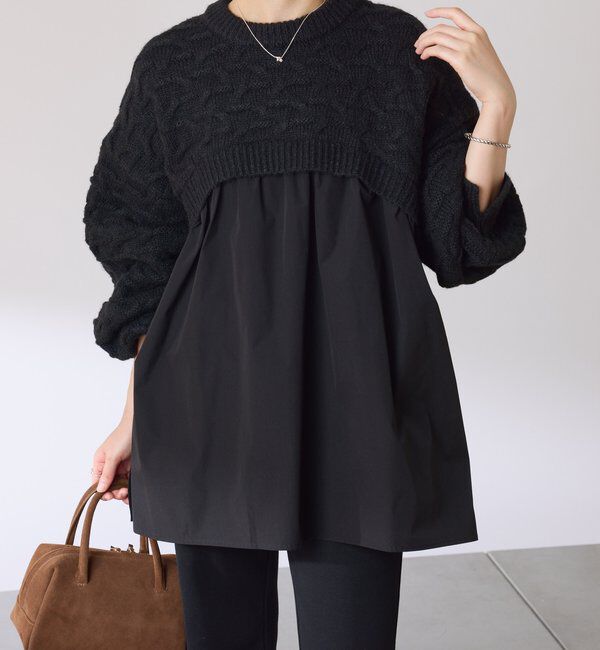  「編み柄ドッキングニット」|ニット・セーター|