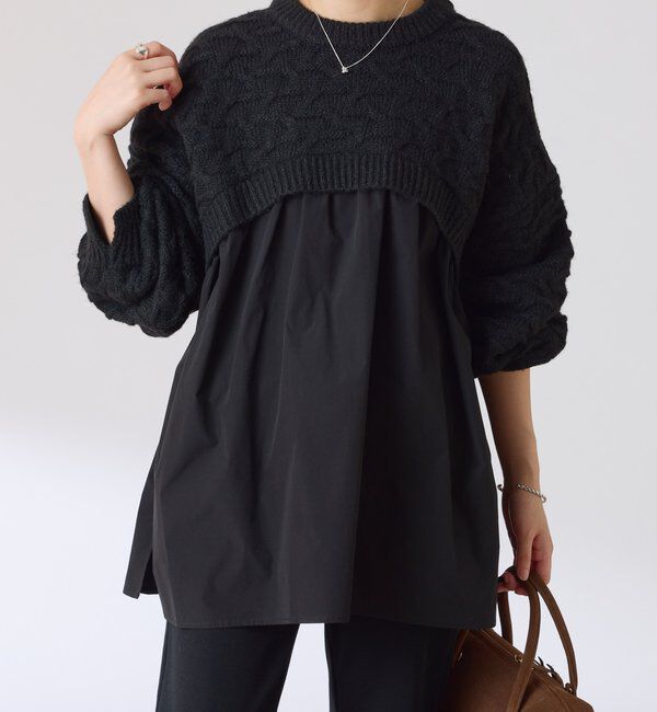  「編み柄ドッキングニット」|ニット・セーター|