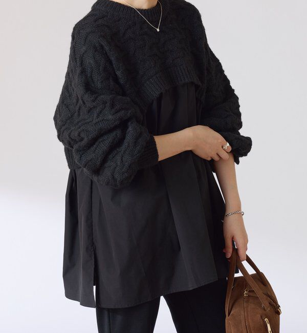  「編み柄ドッキングニット」|ニット・セーター|