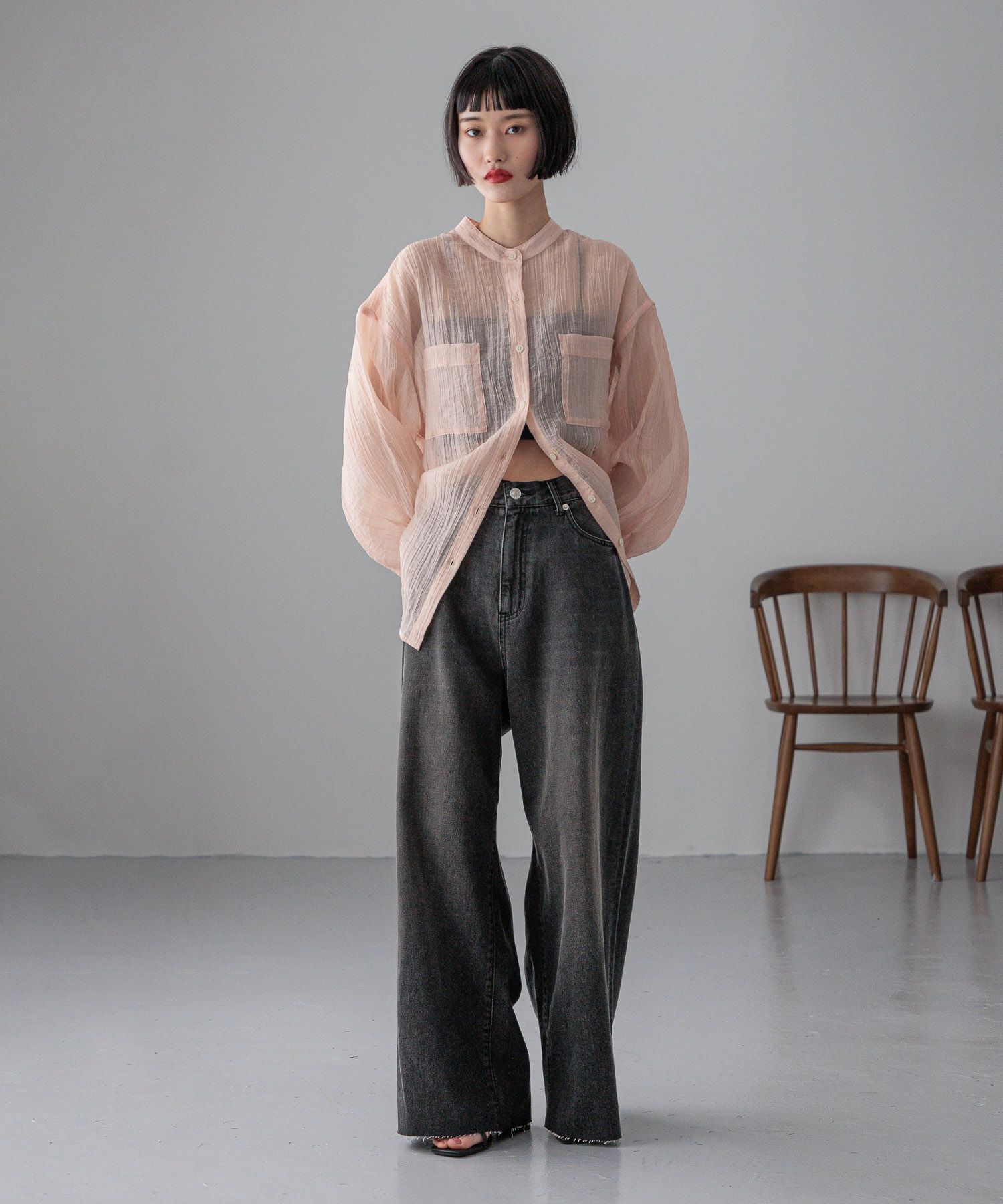 LOWRYS FARM「バンドシアーシャツＬＳ」|シャツ・ブラウス|PNK2