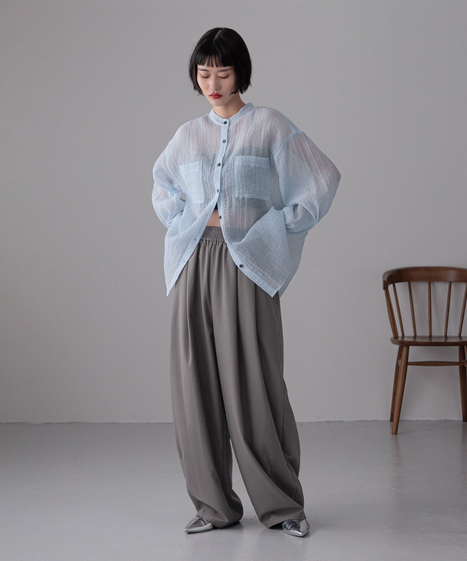 LOWRYS FARM「バンドシアーシャツＬＳ」|シャツ・ブラウス|BLU4