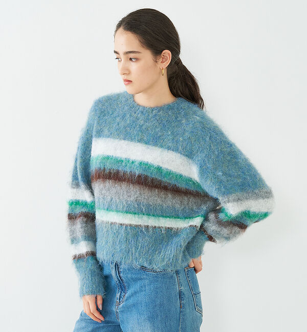 collex「ランダムボーダーヘアリーニット」|ニット・セーター|