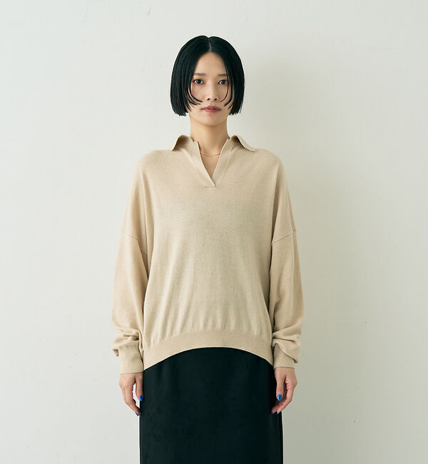 Rouge vif「カシミヤ混ウール襟付きスキッパーニット」|ニット・セーター|