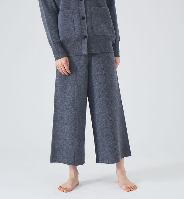 qualite「【WEB・一部店舗限定】圧縮ニットクロップドパンツ◇セットアップ対応」|その他|チャコールグレー