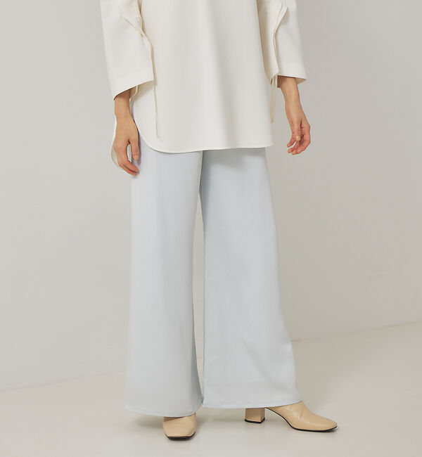 qualite「サテンセミフレアーパンツ」|その他|ライトグレー