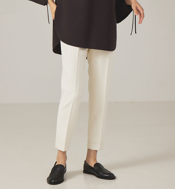 qualite「【WEB限定・8.5分丈】ダブルクロスハイウエストパンツ」|その他|アイボリー