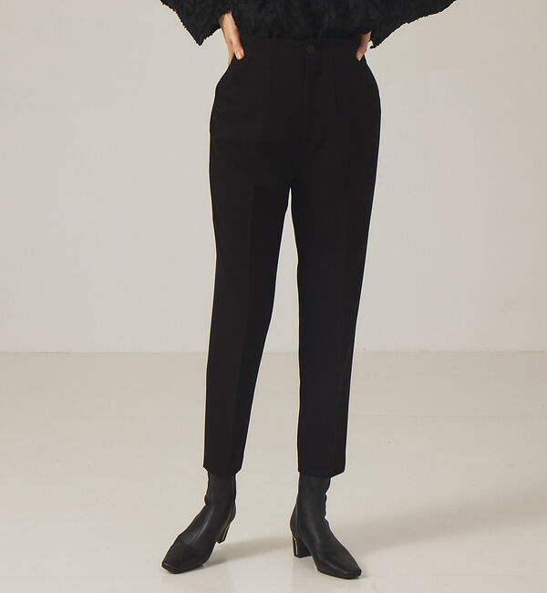 qualite「【WEB限定・8.5分丈】ダブルクロスハイウエストパンツ」|その他|ブラック