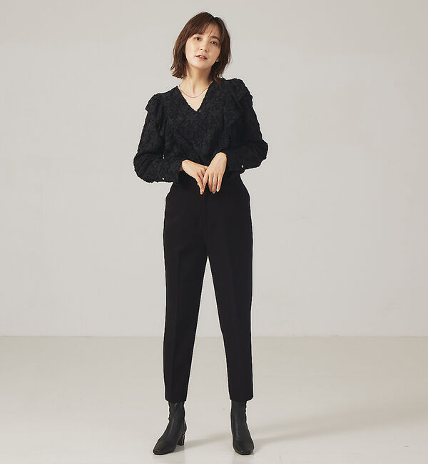 qualite「【WEB限定・8.5分丈】ダブルクロスハイウエストパンツ」|その他|