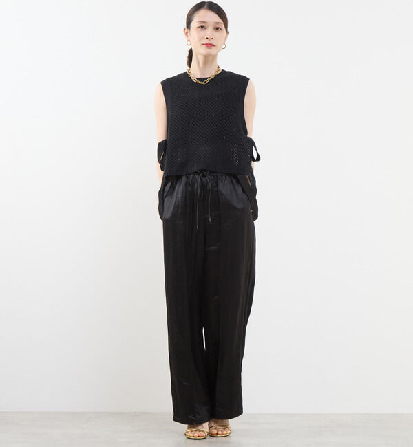 Soffitto「サスペンダー付きレザー調コーティングパンツ」|その他|ブラック