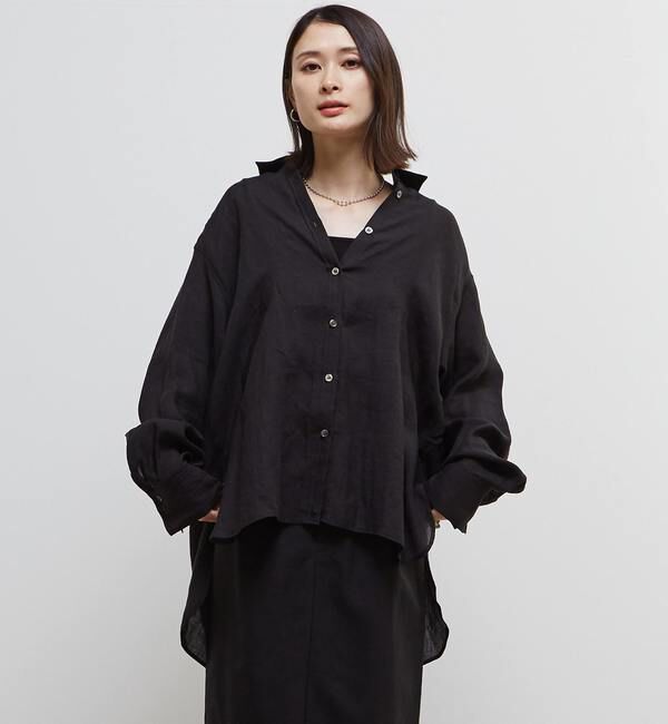 Soffitto「テンセル麻シアービックシルエットシャツ」|シャツ・ブラウス|ブラック