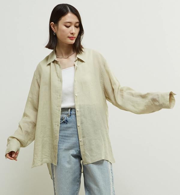 Soffitto「テンセル麻シアービックシルエットシャツ」|シャツ・ブラウス|グリーン系その他