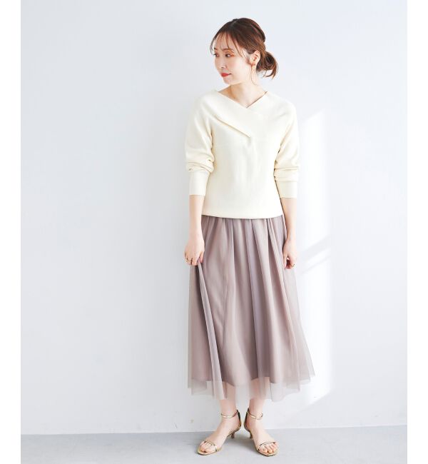 le.coeur blanc「クロスデザインニットプルオーバー」|ニット・セーター|