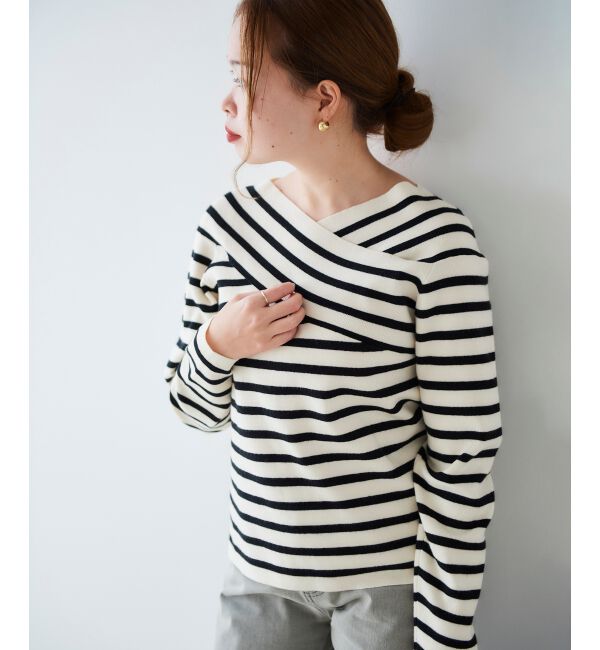 le.coeur blanc「クロスデザインニットプルオーバー」|ニット・セーター|