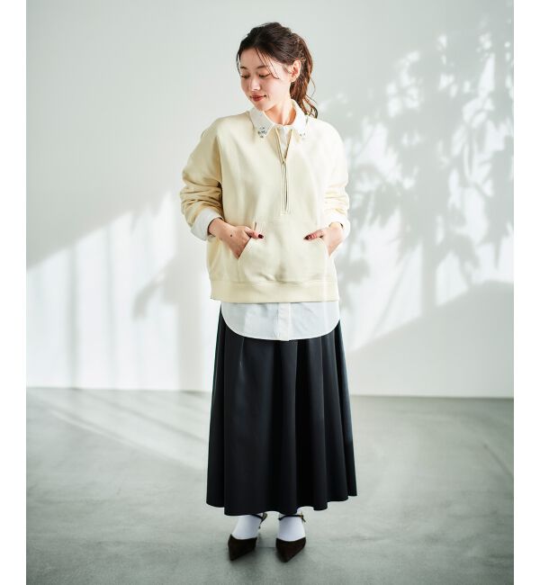  「ハーフジップノーカラースウェット」|スウェット・ジャージ|