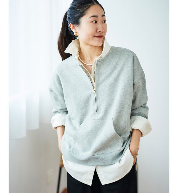 「ハーフジップノーカラースウェット」|スウェット・ジャージ|