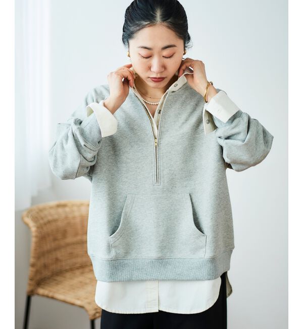  「ハーフジップノーカラースウェット」|スウェット・ジャージ|