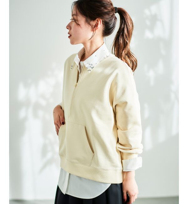  「ハーフジップノーカラースウェット」|スウェット・ジャージ|