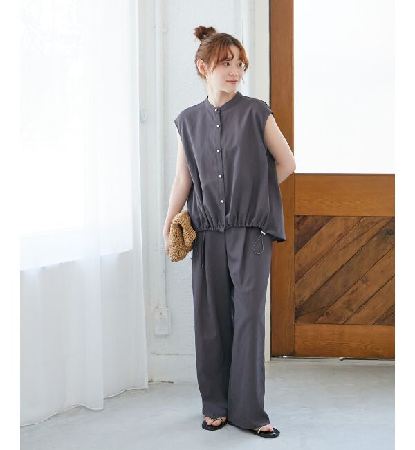 「ベルト付きリネンライクワイドパンツ」|その他|