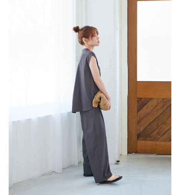  「ベルト付きリネンライクワイドパンツ」|その他|