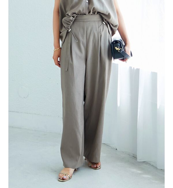  「ベルト付きリネンライクワイドパンツ」|その他|