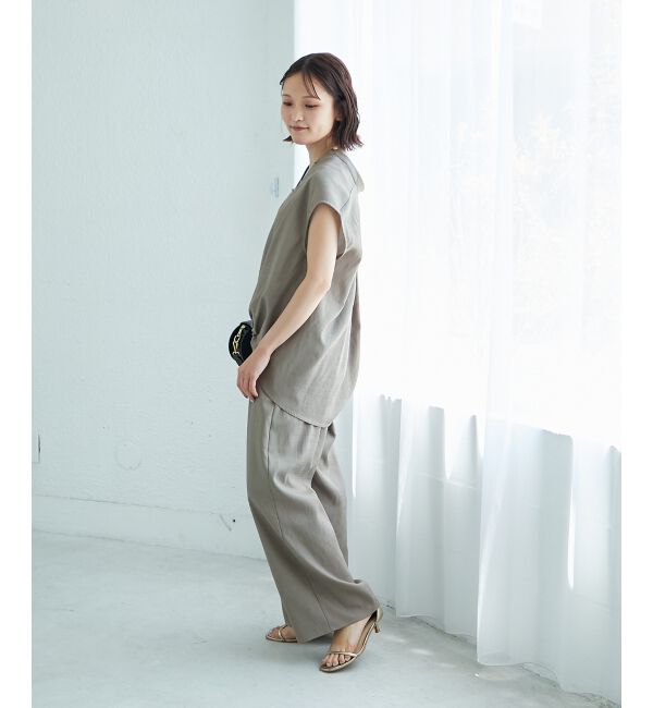  「ベルト付きリネンライクワイドパンツ」|その他|