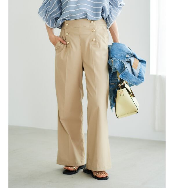 le.coeur blanc「《スタイルアップ効果抜群》ツイルストレッチマリンパンツ」|その他|ベージュ