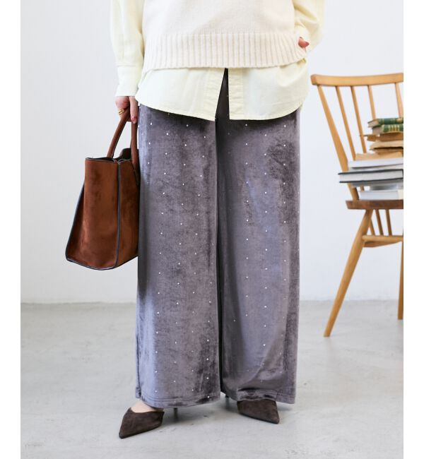  「《WEB限定アイテム》グリッタードットベロアイージーパンツ」|その他|グレー