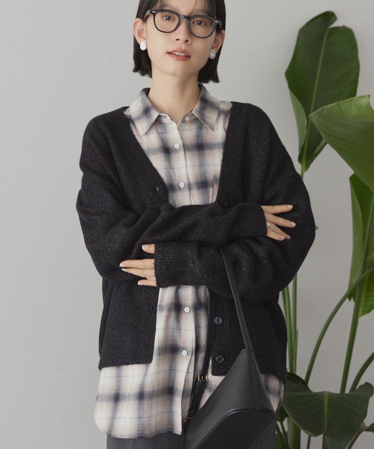 AMERICAN HOLIC「Vネックラメニットカーディガン」|カーディガン|