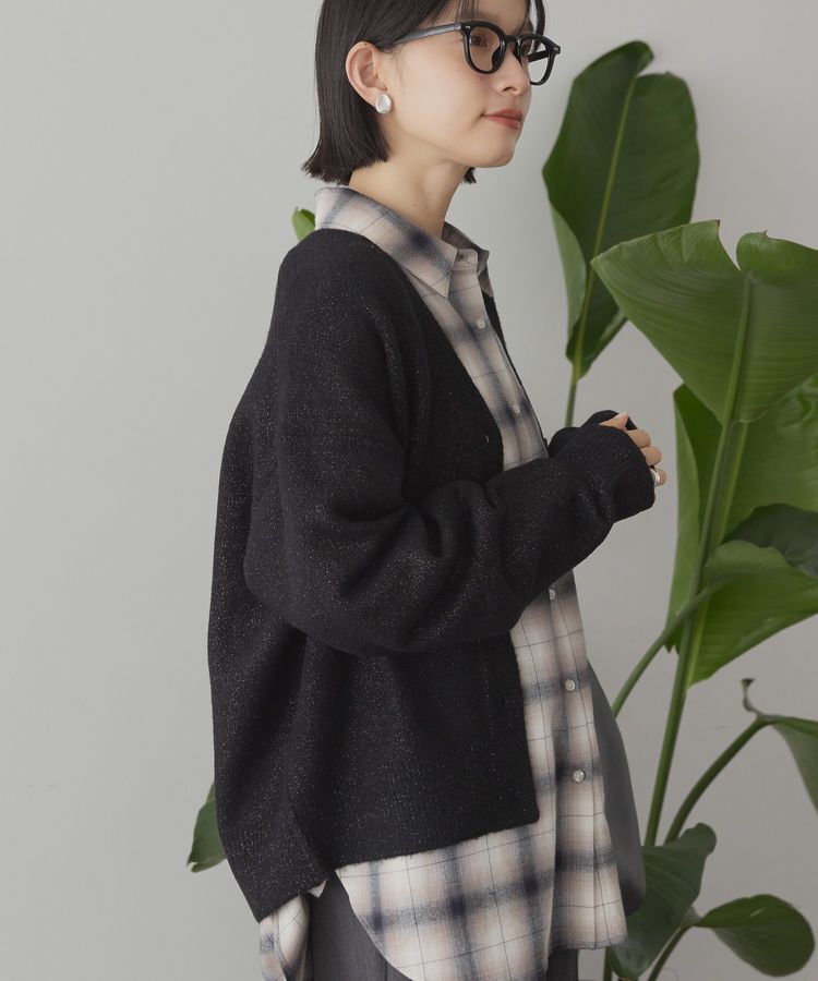 AMERICAN HOLIC「Vネックラメニットカーディガン」|カーディガン|