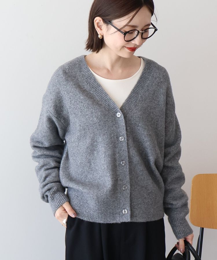 AMERICAN HOLIC「Vネックラメニットカーディガン」|カーディガン|