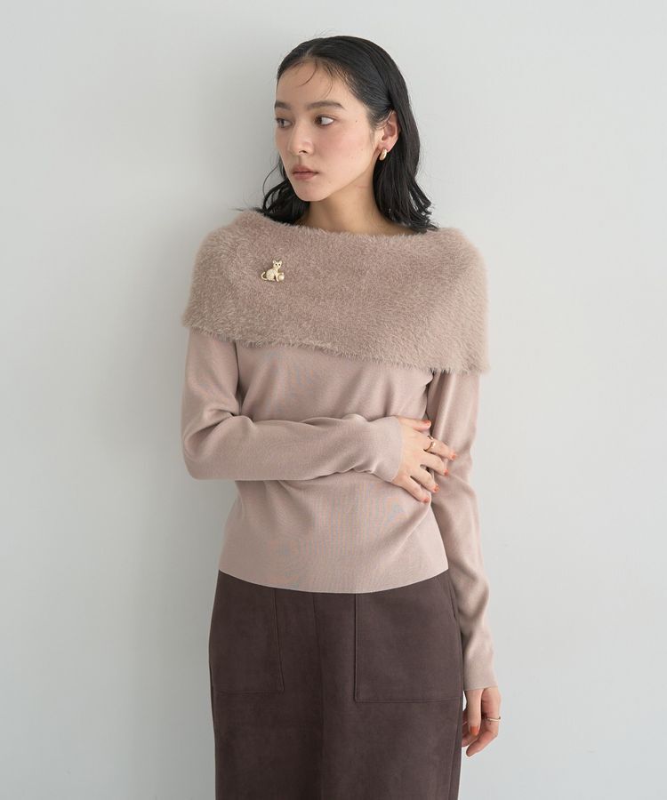 YECCA VECCA「ファーMIXオフショルニット」|ニット・セーター|