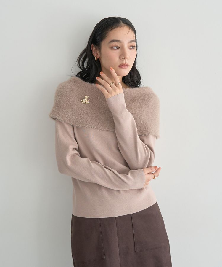 YECCA VECCA「ファーMIXオフショルニット」|ニット・セーター|