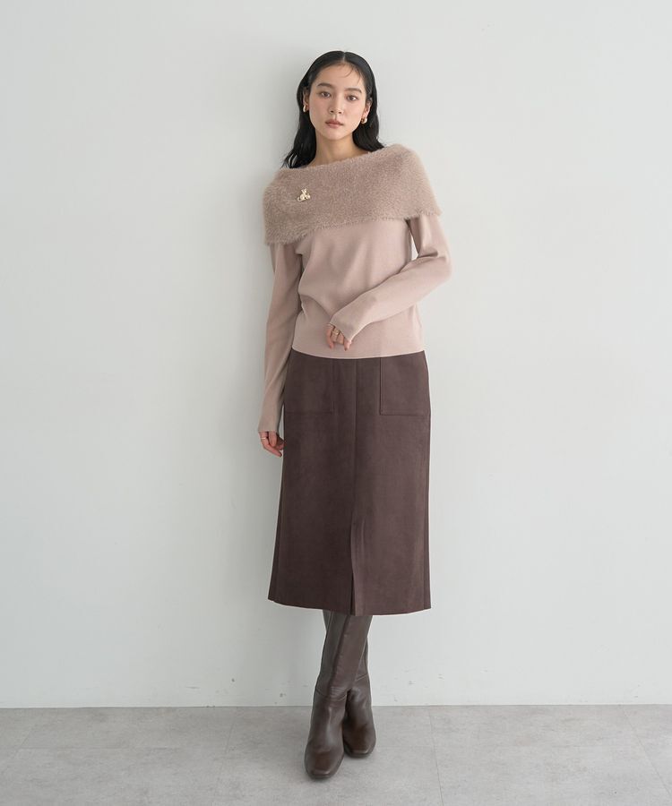 YECCA VECCA「ファーMIXオフショルニット」|ニット・セーター|