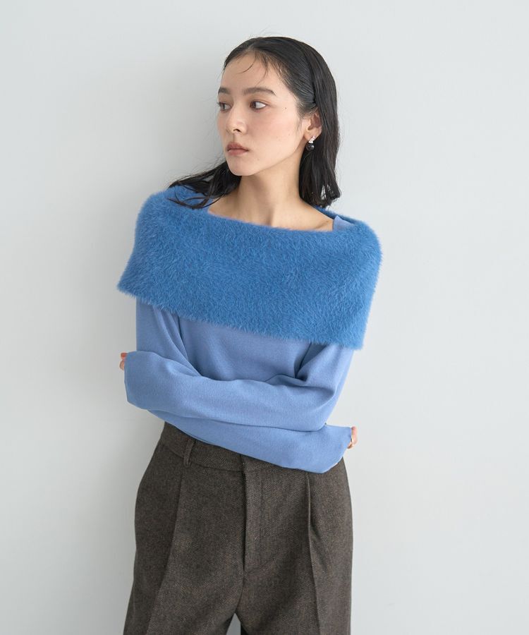 YECCA VECCA「ファーMIXオフショルニット」|ニット・セーター|