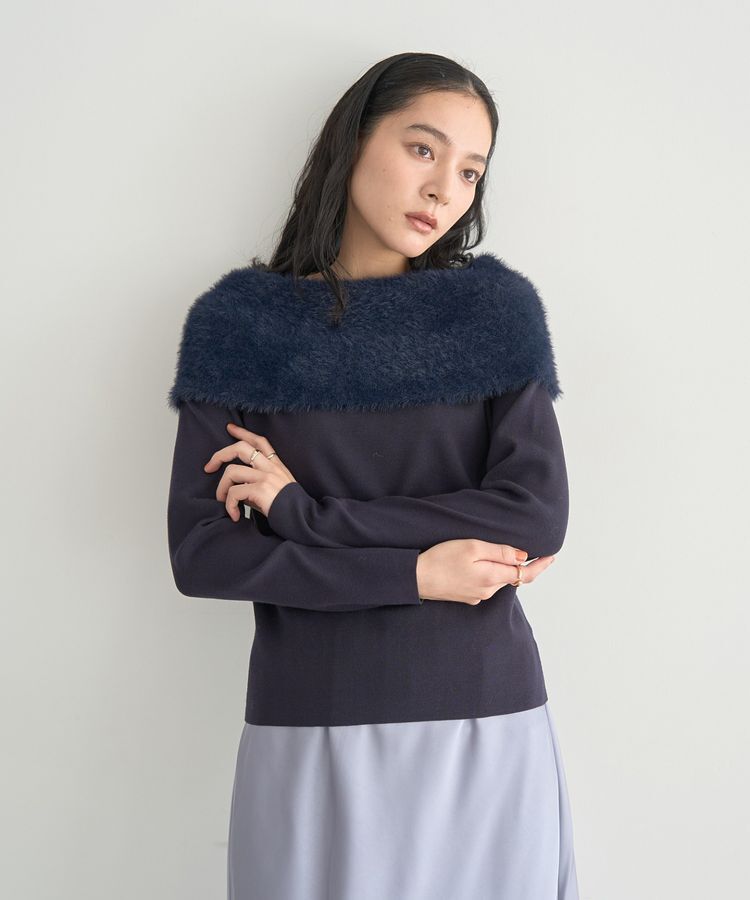 YECCA VECCA「ファーMIXオフショルニット」|ニット・セーター|