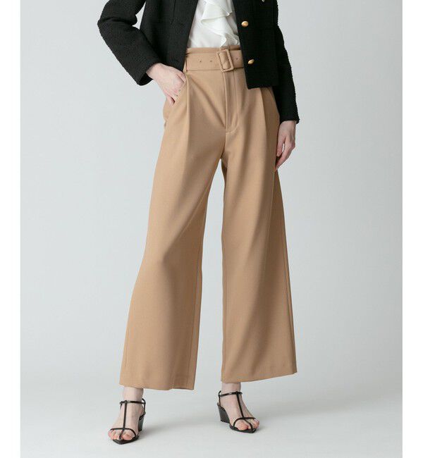 allureville「◇ウールライクポリBIGバックルパンツ」|その他|ベージュ