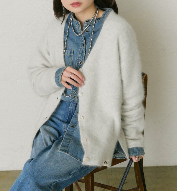  「【25th】FOXウールニットVネックカーディガン」|カーディガン|オートミール