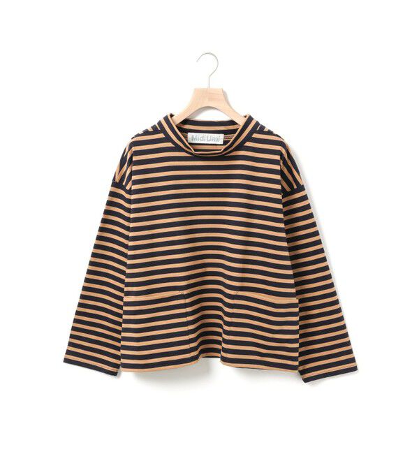 MidiUmi「MidiUmi フィッシャーマンスモックボーダーT」|Tシャツ・カットソー|ネイビー&times;ブラウン