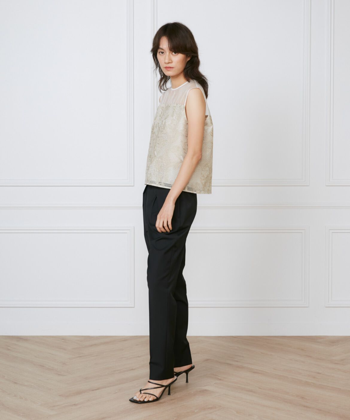 INED「《大きいサイズ》フロントタックパンツ《la veille by SUPERIOR CLOSET》」|その他|